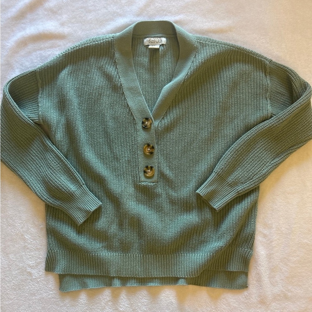 Rachel Zoe Green V-Neck Sweater